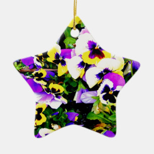 pansy flowers ceramic tree decoration
