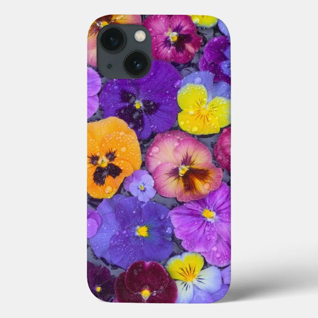 Pansy flowers floating in bird bath with dew Case-Mate iPhone case (Back)