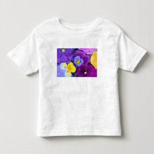 Pansy flowers floating in bird bath with dew toddler T-Shirt