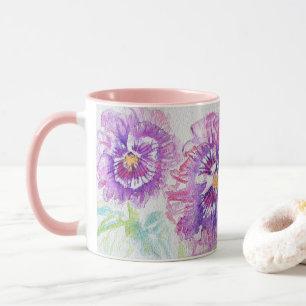 Pansy Flowers Mum Daughter Mug