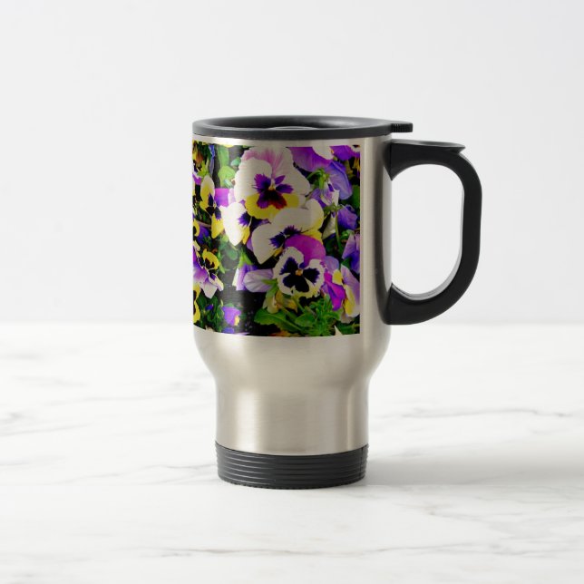 pansy flowers travel mug (Right)