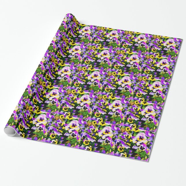pansy flowers wrapping paper (Unrolled)