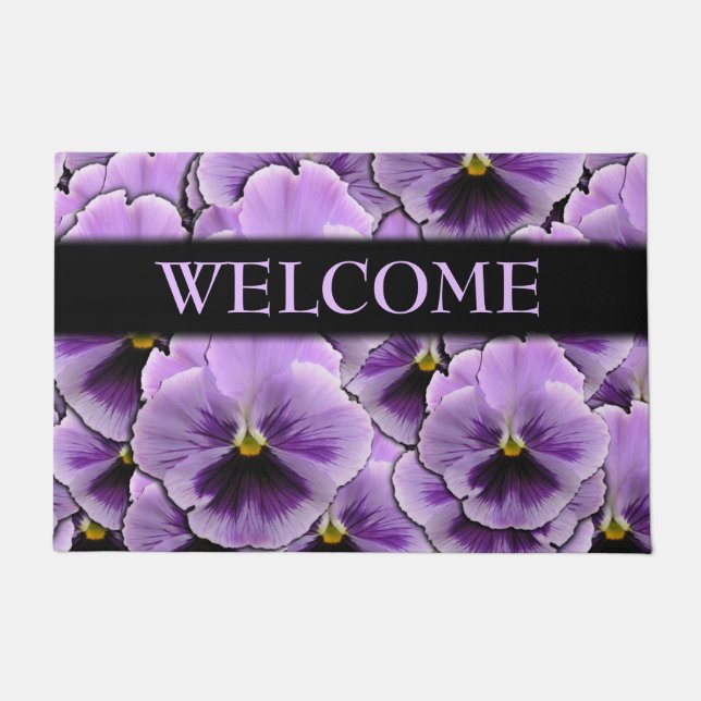 Pansy Garden Welcome Doormat (Front)
