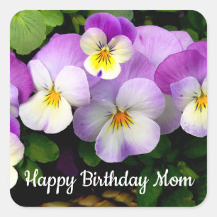 Pansy Happpy Birthday Square Sticker
