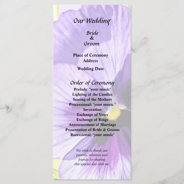 Pansy In Two Shades of Purple Programme (Front)