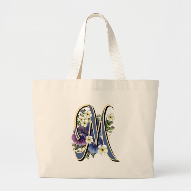 Pansy Initial - M Large Tote Bag (Front)