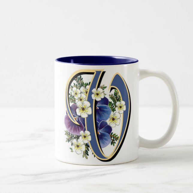 Pansy Initial - V Two-Tone Coffee Mug (Right)