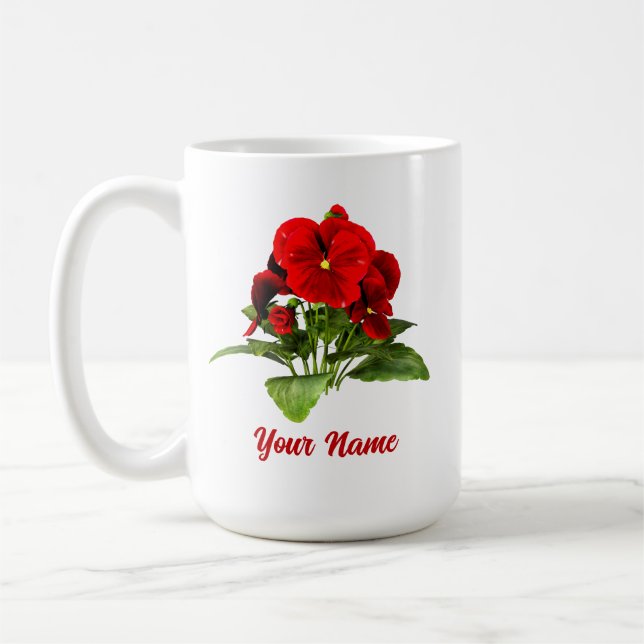Pansy Lover Floral Personalised Custom Coffee Mug (Left)