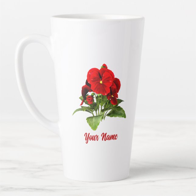 Pansy Lover Floral Personalised Custom Latte Mug (Left)