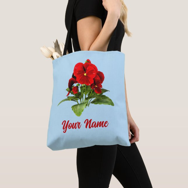 Pansy Lover Floral Personalised Custom Tote Bag (Close Up)