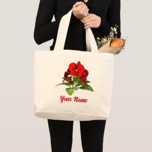 Pansy Lover Floral Personalized Custom Large Tote Bag