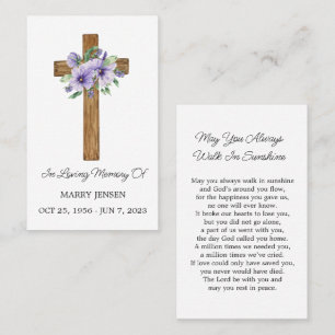 Pansy Memorial Funeral Prayer Card
