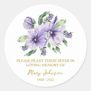Pansy Memorial Funeral Seed Packet Classic Round Sticker