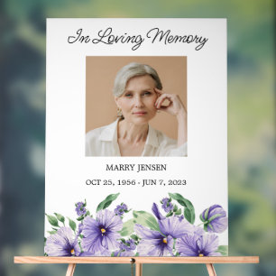 Pansy Memorial Photo Funeral Acrylic Sign