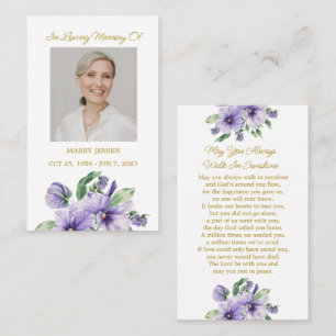 Pansy Memorial Photo Funeral Prayer Card
