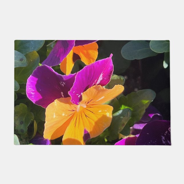 Pansy Orange and Purple Doormat (Front)