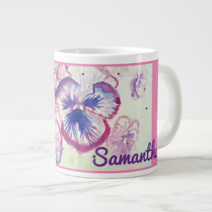 Pansy Pansies Purple Flower Floral Pink Large Coffee Mug