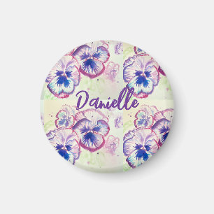 Pansy Pansies Purple Flower Floral Pink Magnet