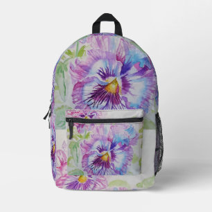Pansy Pansies Purple Watercolor Girls Backpack