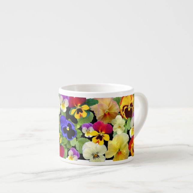 Pansy Patchwork Two-Tone Coffee Mug (Front Right)