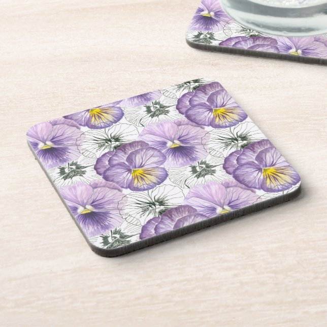 Pansy pattern coaster (Left Side)