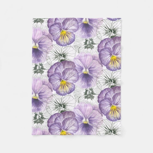 Pansy pattern fleece blanket (Front)