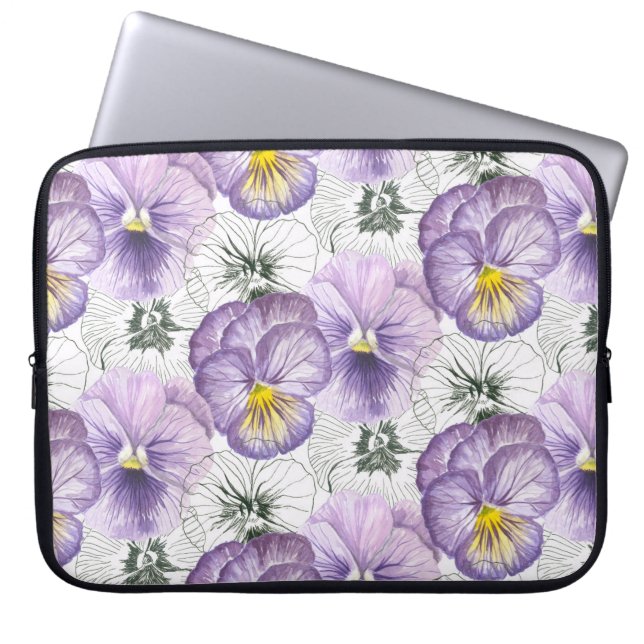 Pansy pattern laptop sleeve (Front)