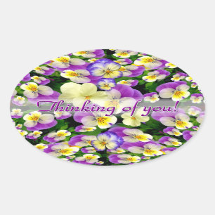 Pansy Perfect Thinking of You Oval Sticker