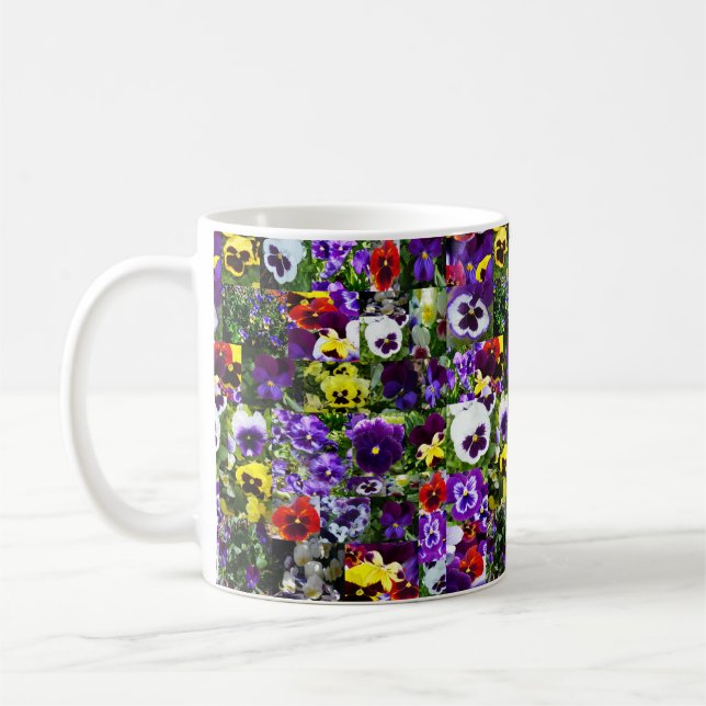 Pansy Photo Collage, Coffee Mug (Left)