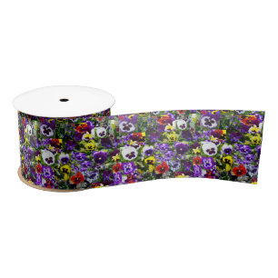 Pansy Photo Collage, Satin Ribbon