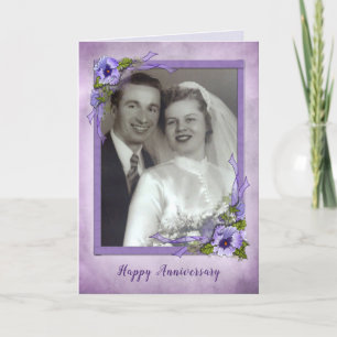Pansy Photo frame for a couple's annivervary Card