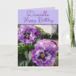 Pansy Purple Flower floral Girls Name Birthday Card