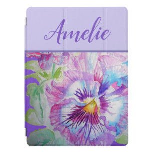 Pansy Purple Watercolor Pretty Floral Flower iPad Pro Cover