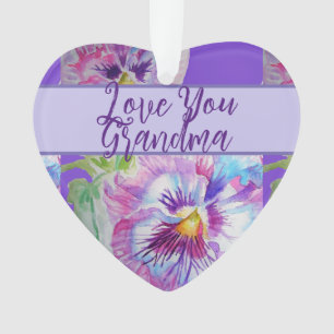 Pansy Purple Watercolor Pretty Floral Flower Mum Ornament