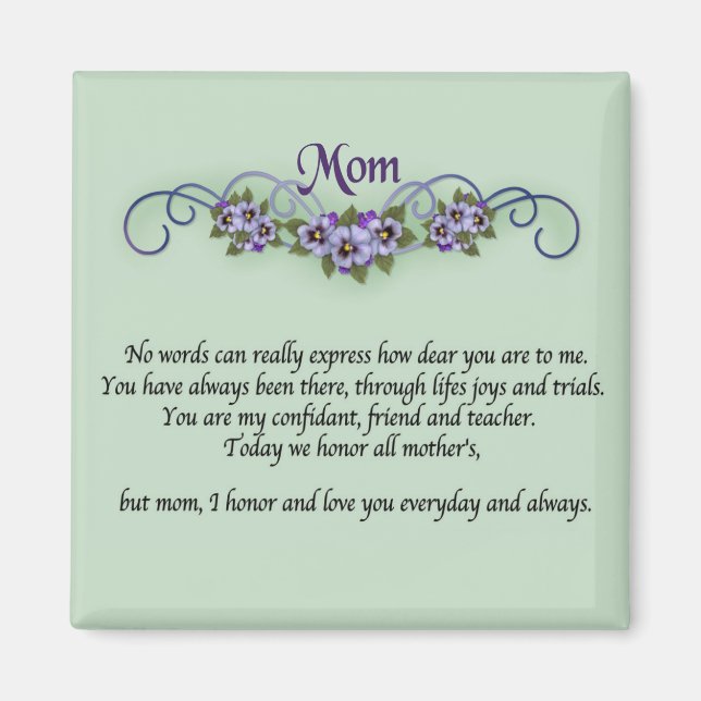 Pansy Scrolls Mother's Day Magnet (Front)