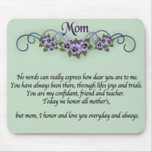 Pansy Scrolls Mother's Day Mouse Pad