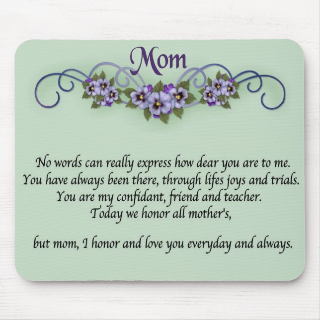 Pansy Scrolls Mother's Day Mouse Pad (Front)