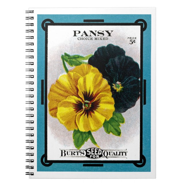 Pansy Seed Packet Label Spiral Notebook (Front)
