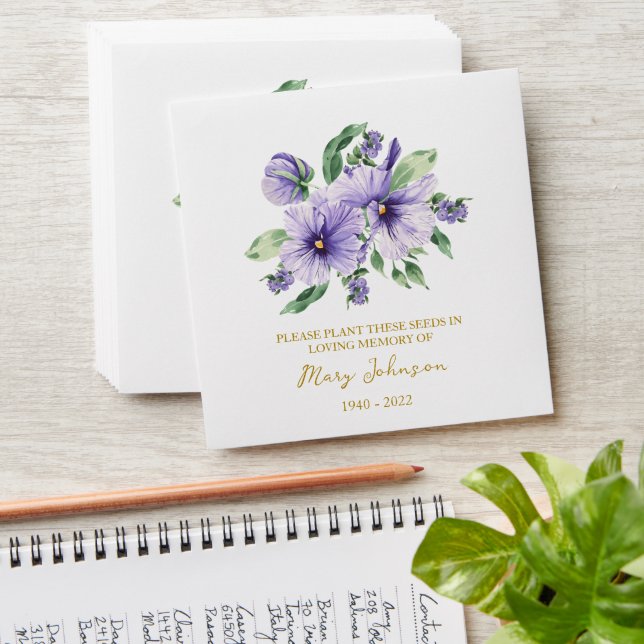Pansy Seed Packet Memorial Funeral Envelope (Stacked)