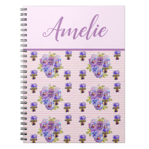 Pansy Shabby Viola Purple Vintage Floral Flower Notebook