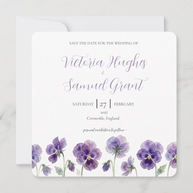 Pansy Silhouette Study Save the Date (Front)