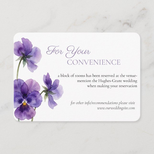 Pansy Silhouette Study Wedding Enclosure Card (Front)