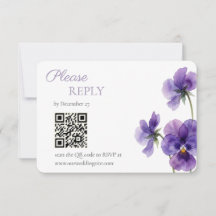 Pansy Silhouette Study Wedding RSVP Card