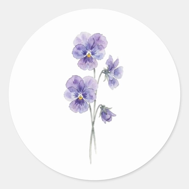 Pansy Silhouette Study Wedding Sticker (Front)