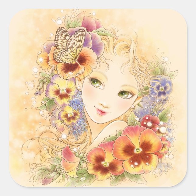 Pansy Square Sticker (Front)