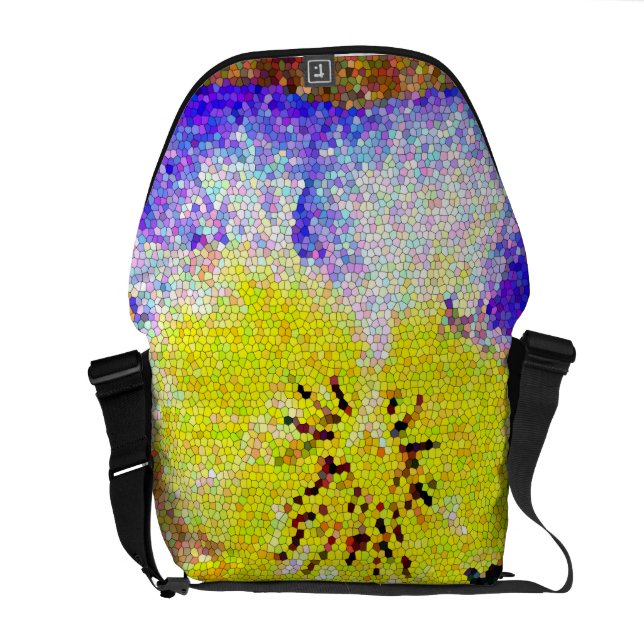 Pansy Stained Glass Rickshaw Messenger Bag (Back Open)