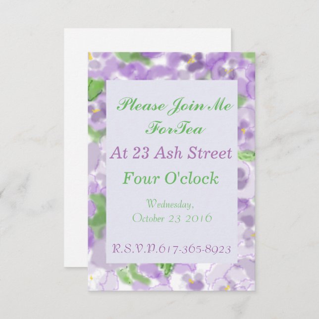 Pansy Tea Invitation (Front/Back)