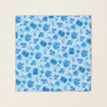 Pansy viola blue watercolor art pattern scarf<br><div class="desc">Pansy / viola flower heads in spring blue,  yellow and aqua tones. Original hand painted watercolor painting and design by Sarah Trett for www.mylittleeden.com</div>