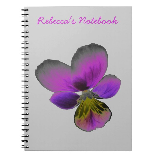 Pansy Wild Dark Purple Customisable Notebook (Front)