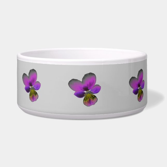 Pansy Wild Dark Purple Dog Bowl (Front)